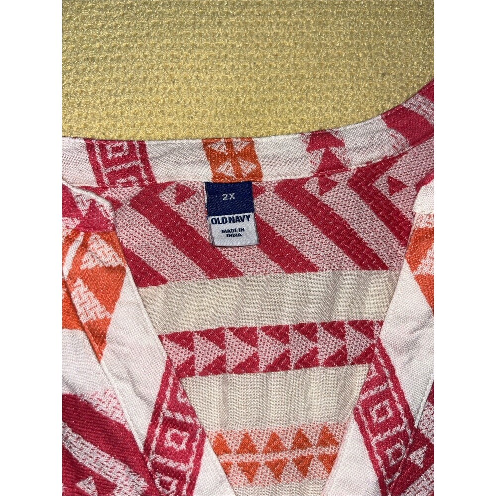 Old Navy short-sleeve Blouse Multicolor Textured Casual Boho Peasant Size 2x - Picture 4 of 8